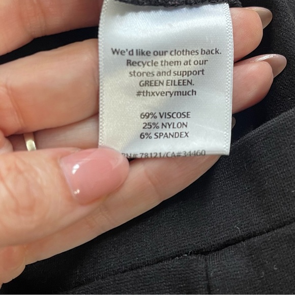 Eileen Fisher Ankle Zip Ponte Slim Pants Size Medium Pull On Elastic Waist Black - Picture 11 of 11